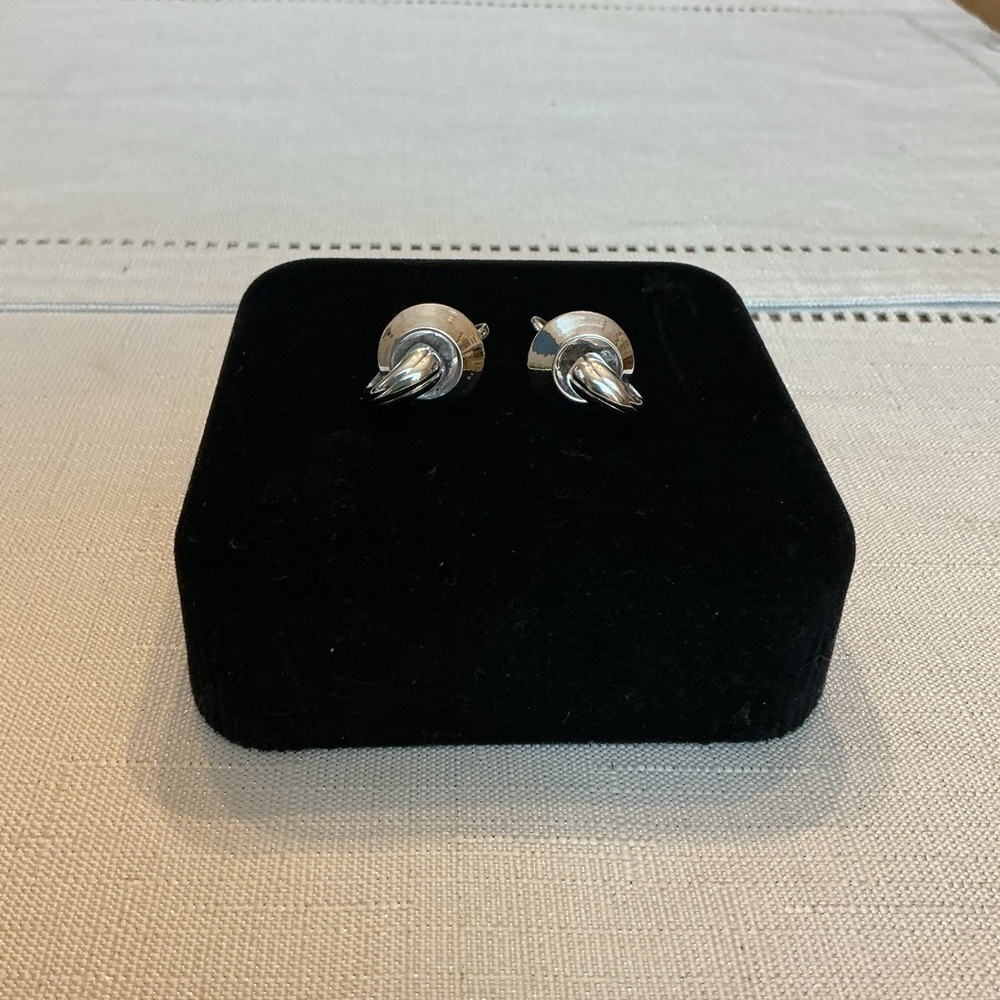 Coro Ribbon Silver Tone Screw-On Earrings